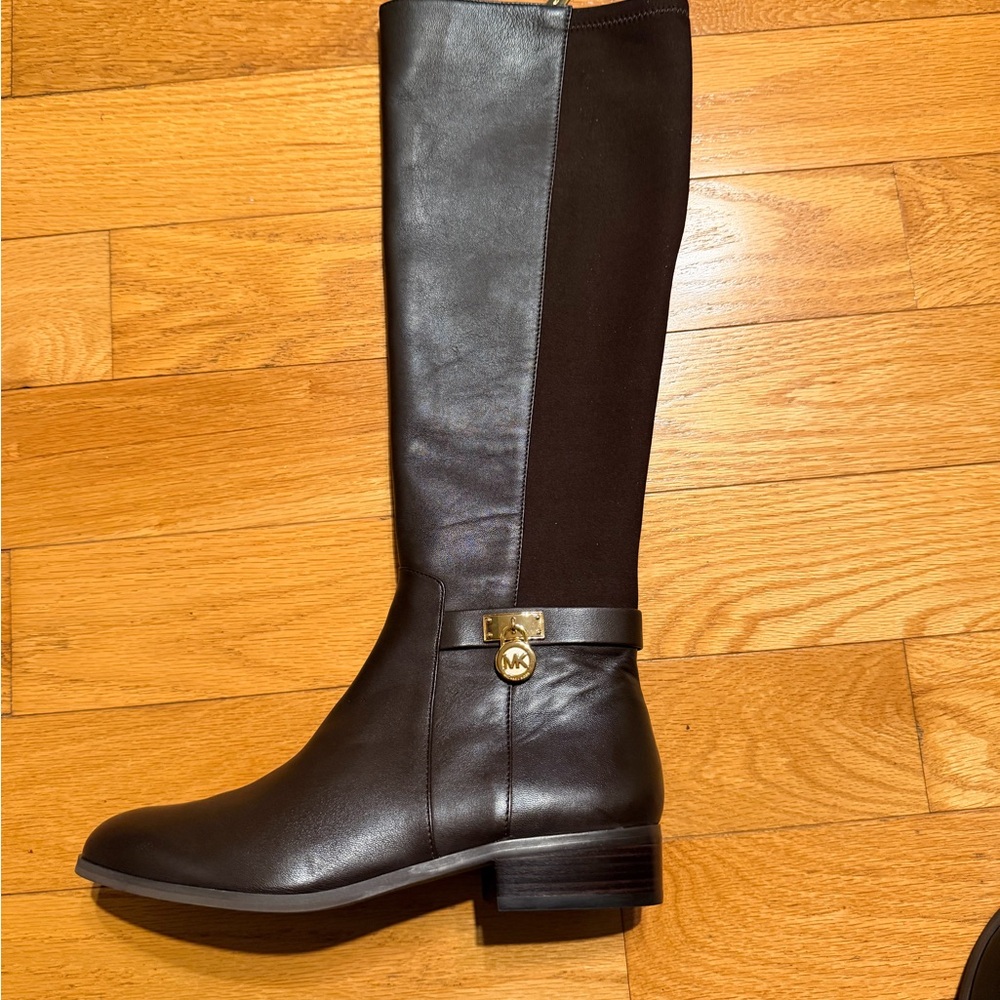 Michael Kors Hamilton Dark Brown Knee-High Leather Boots